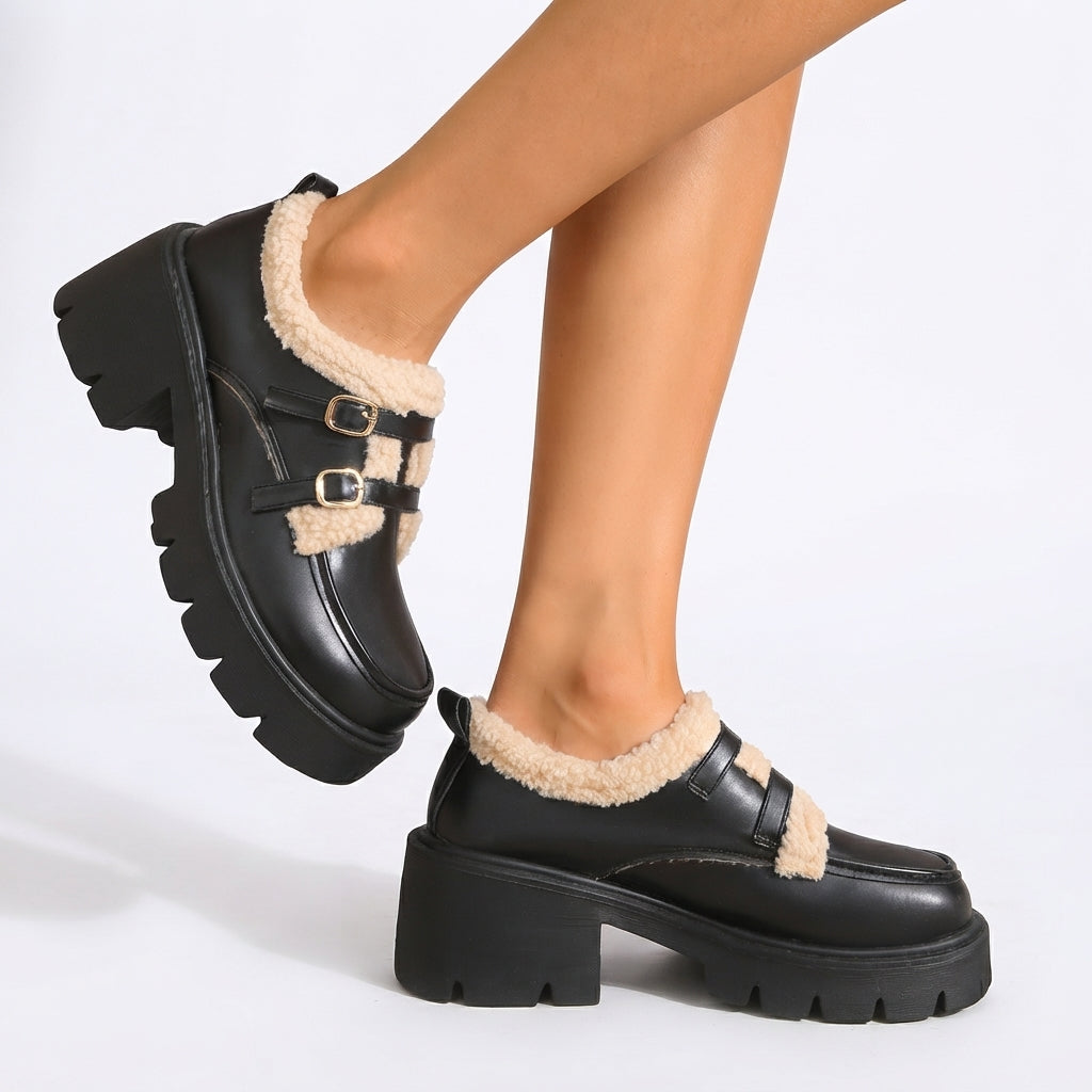 Women's Platform Monk-Strap Shoes
