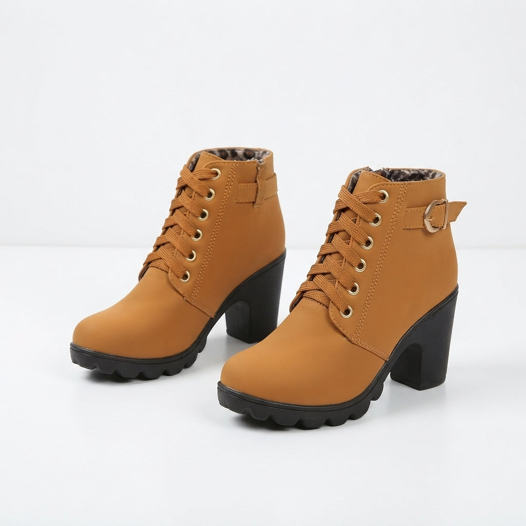 Women's Comfortable Heeled Platform Ankle Boots