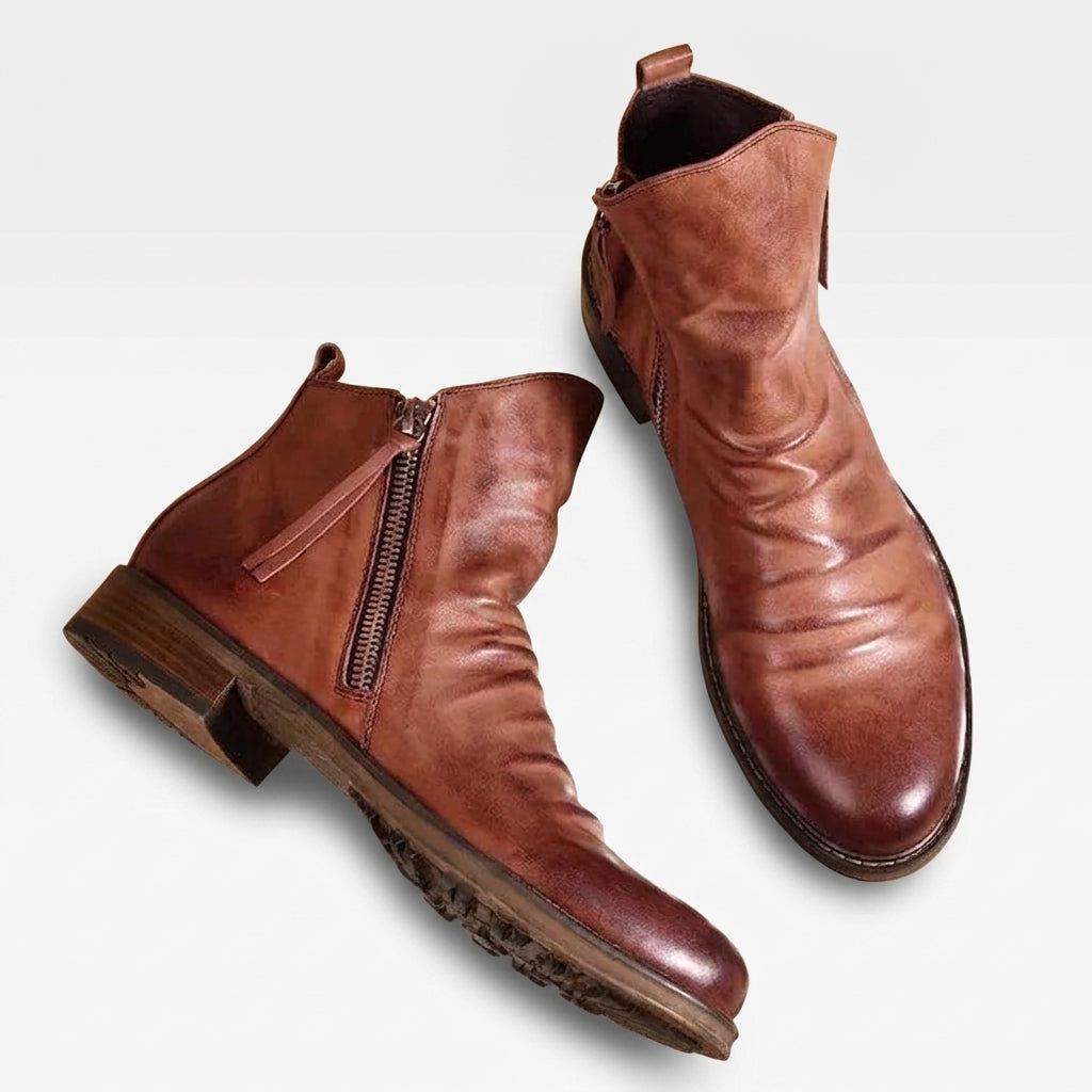Men's Leather Slouch Ankle Boots