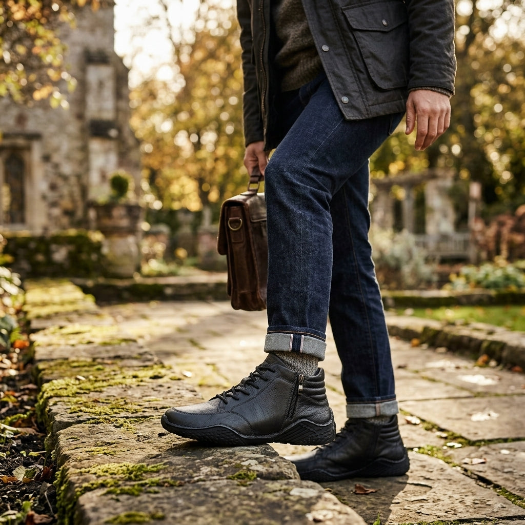 Men's Lace-Up Leather Ankle Boots