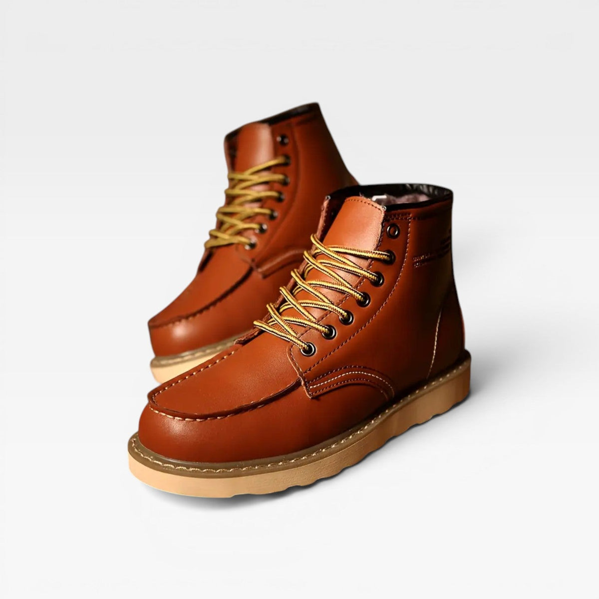 Men's Leather Moc Toe Boots