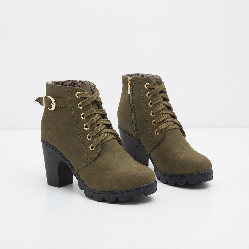 Women's Comfortable Heeled Platform Ankle Boots