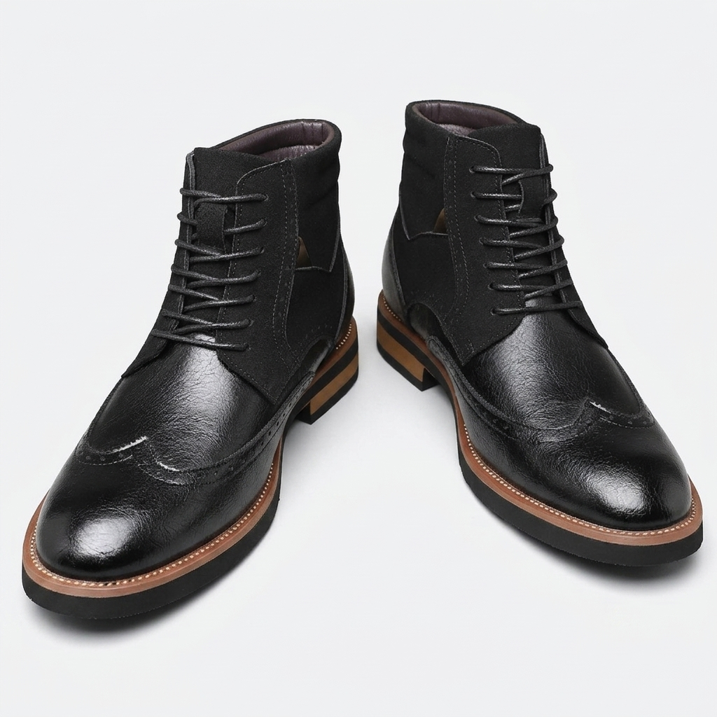 Men's Leather Wingtip Ankle Boots