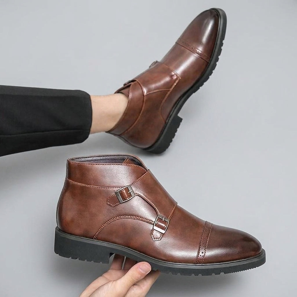 Men's Leather Monk Strap Ankle Boots
