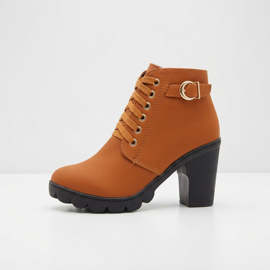 Women's Comfortable Heeled Platform Ankle Boots