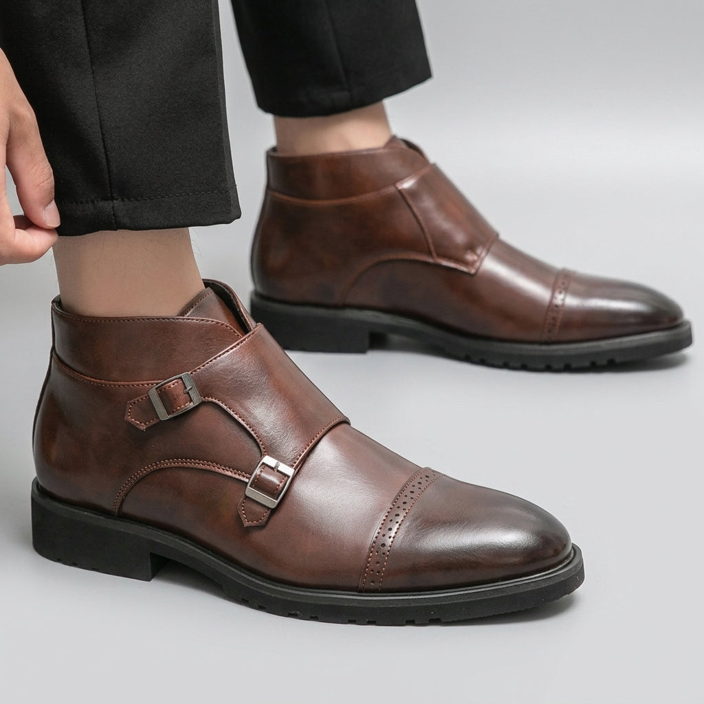 Men's Leather Monk Strap Ankle Boots