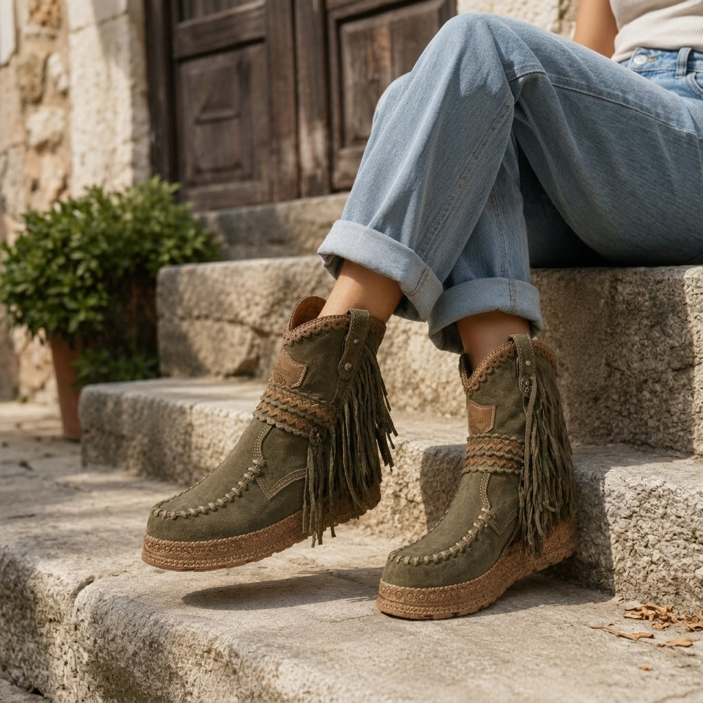 Women's Suede Fringe Ankle Boots