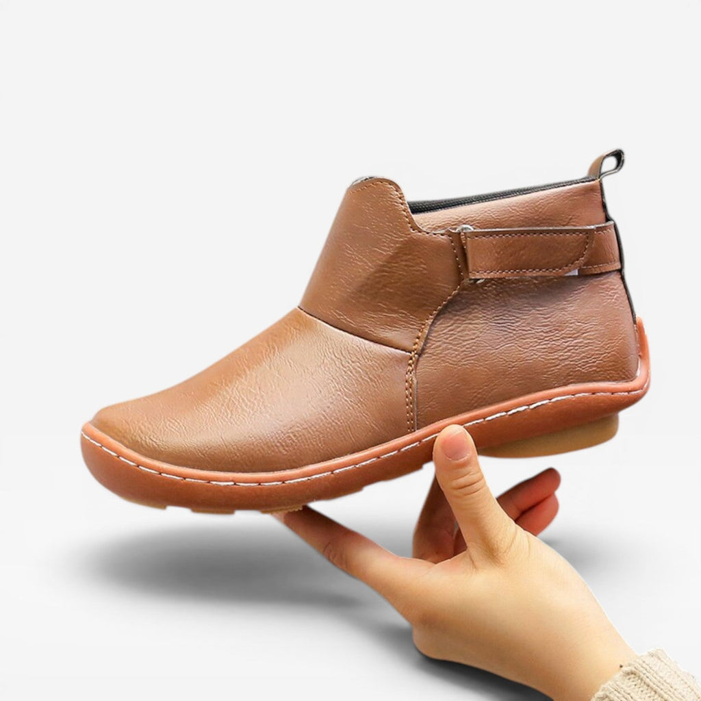 Women's Leather Ankle Boots – Cushioned Comfort Fall Booties