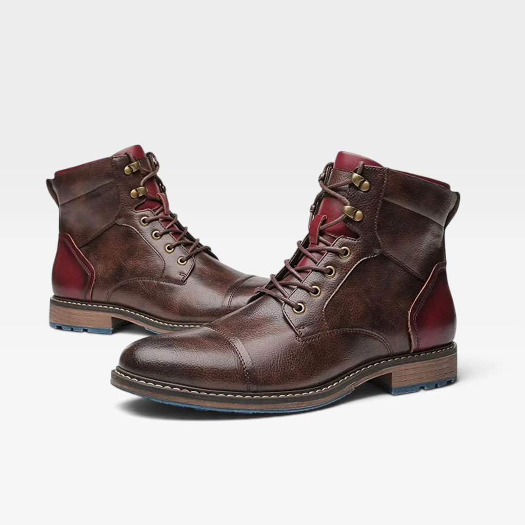 Men's Lace Up Leather Cap Toe Boots