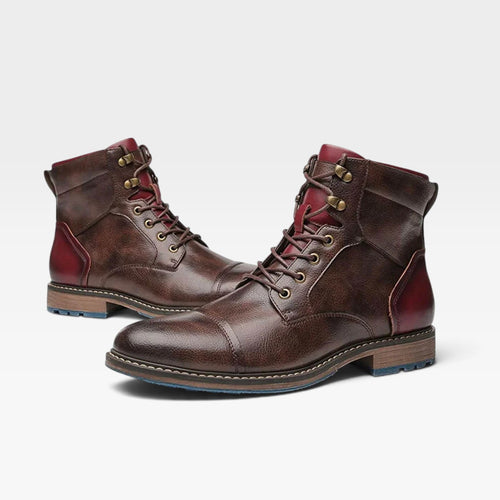 Men's Lace Up Leather Cap Toe Boots