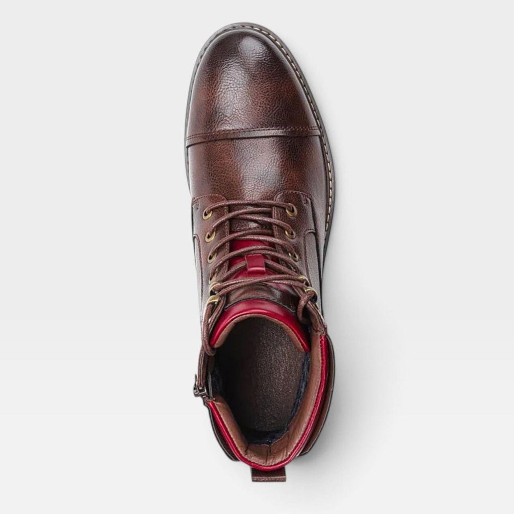 Men's Lace Up Leather Cap Toe Boots
