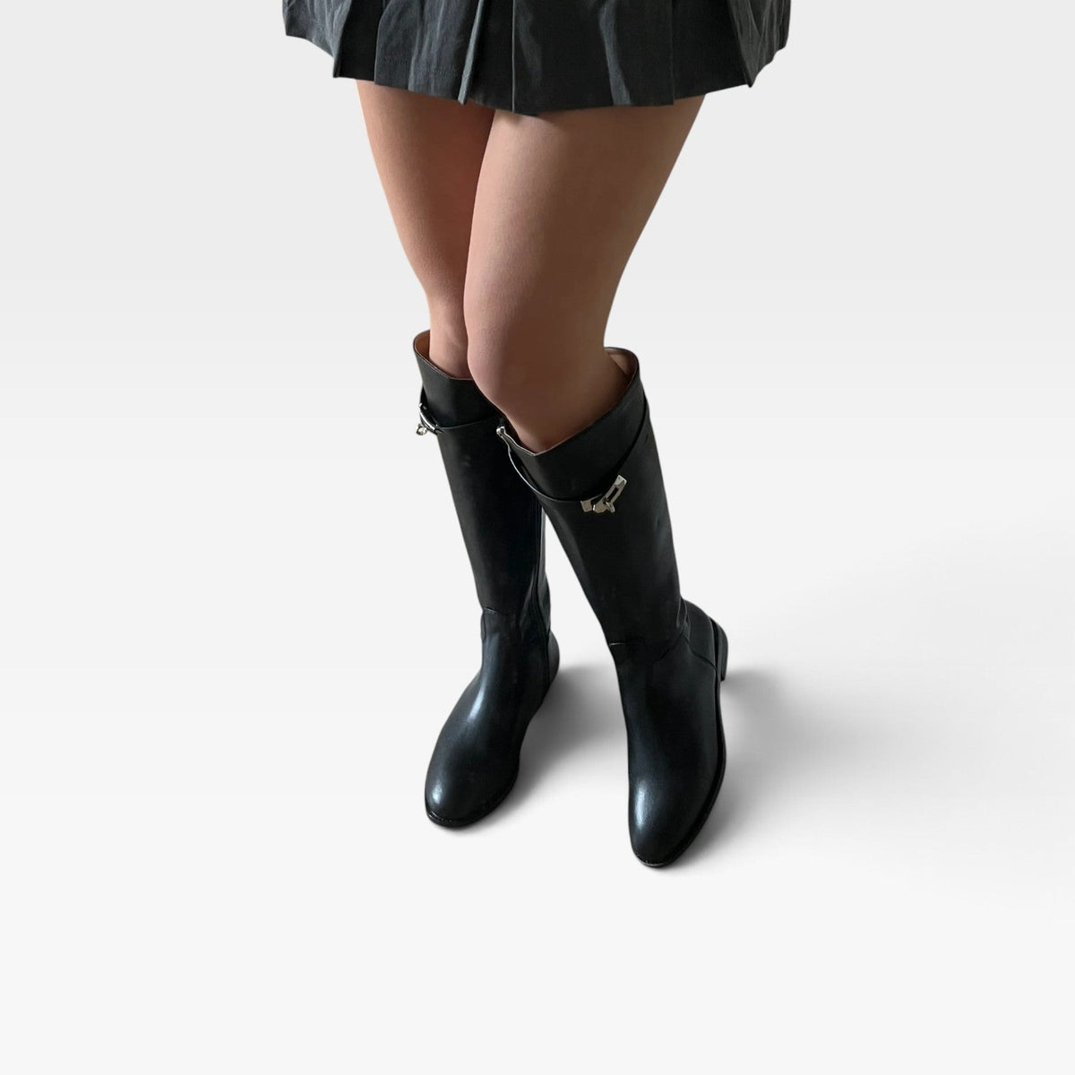 Women's Knee High Leather Buckle Boots