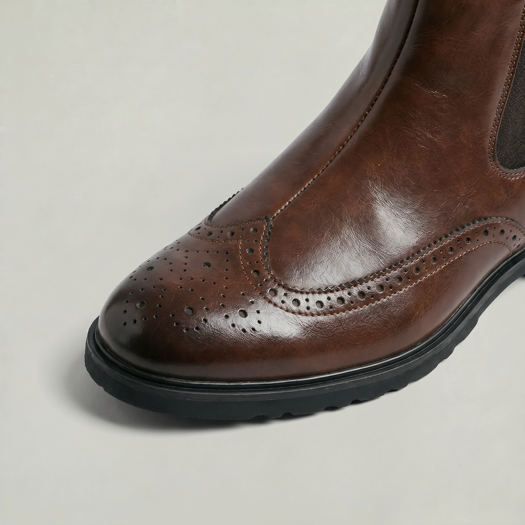 Men's Brogue Chelsea Boots – Wingtip Slip On Smart Casual Boots
