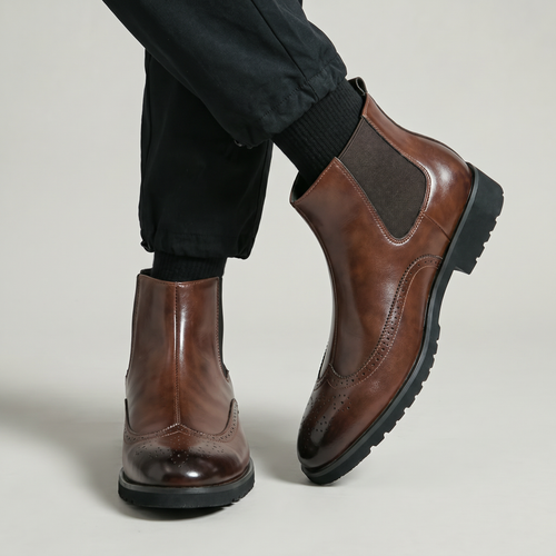 Men's Brogue Chelsea Boots – Wingtip Slip On Smart Casual Boots