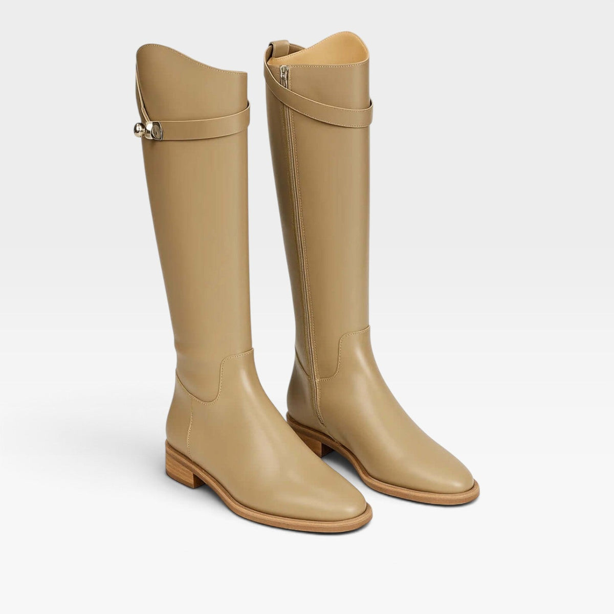 Women's Knee High Leather Buckle Boots