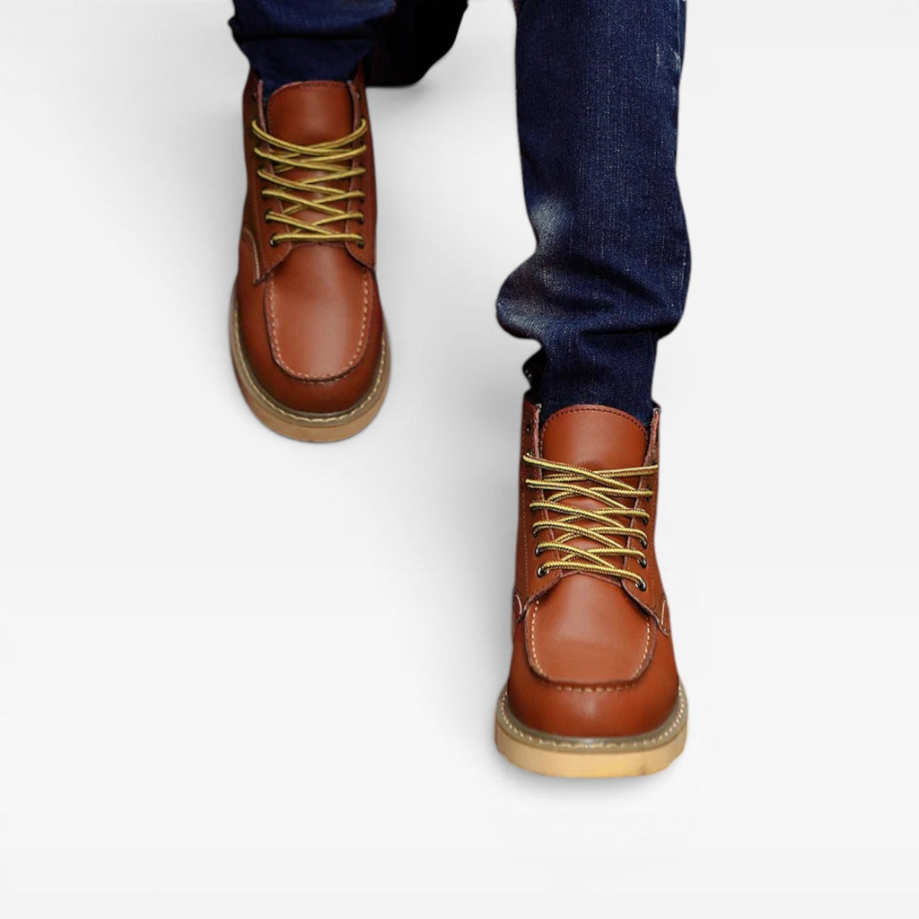 Men's Leather Moc Toe Boots