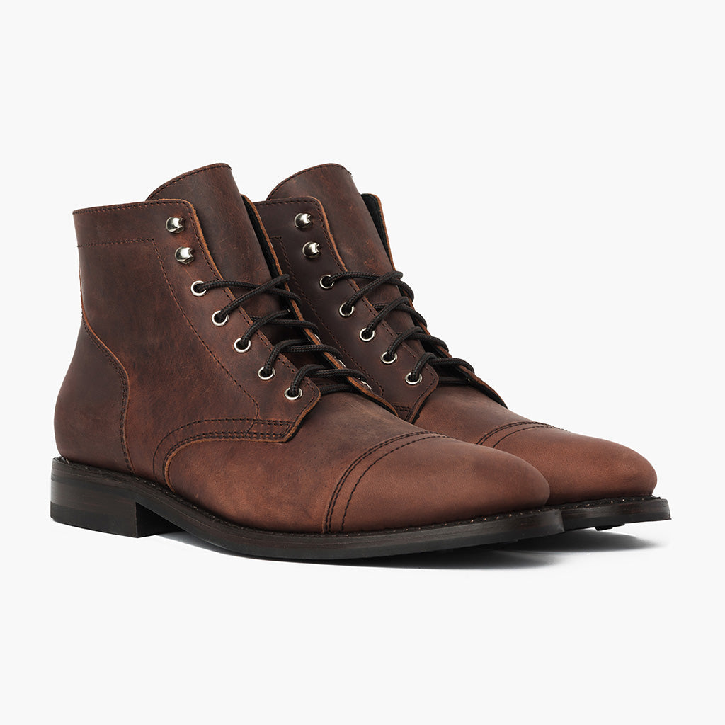 Men's Leather Cap Toe Ankle Boots