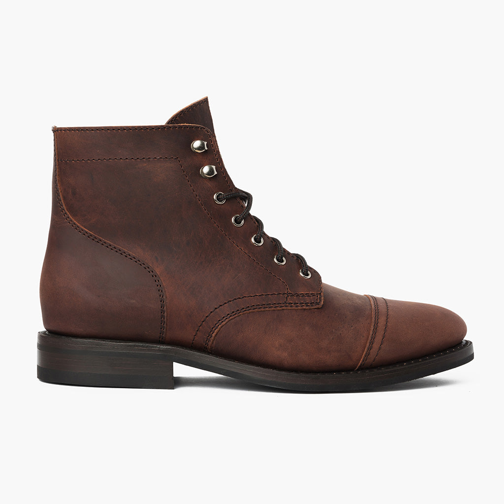 Men's Leather Cap Toe Ankle Boots