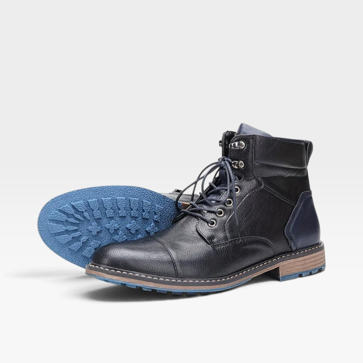 Men's Lace Up Leather Cap Toe Boots
