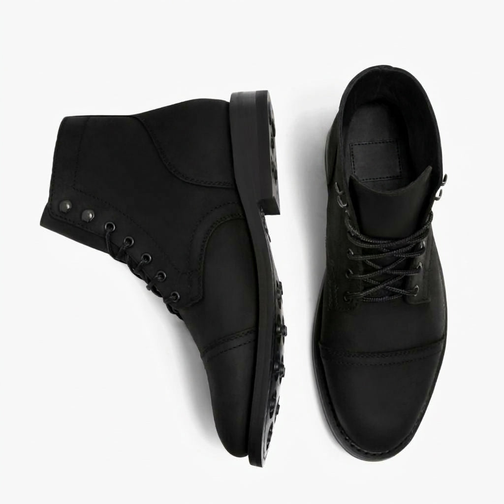 Men's Leather Cap Toe Boots