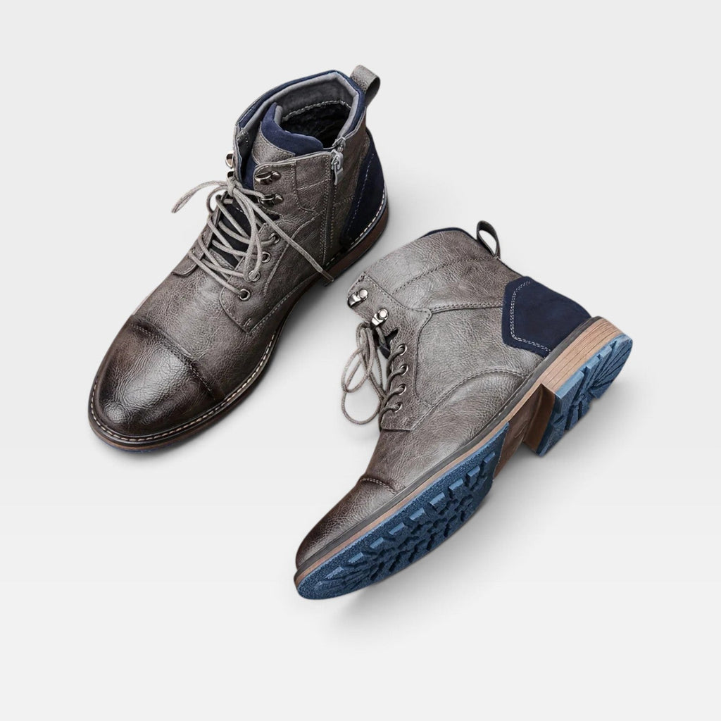 Men's Lace Up Leather Cap Toe Boots