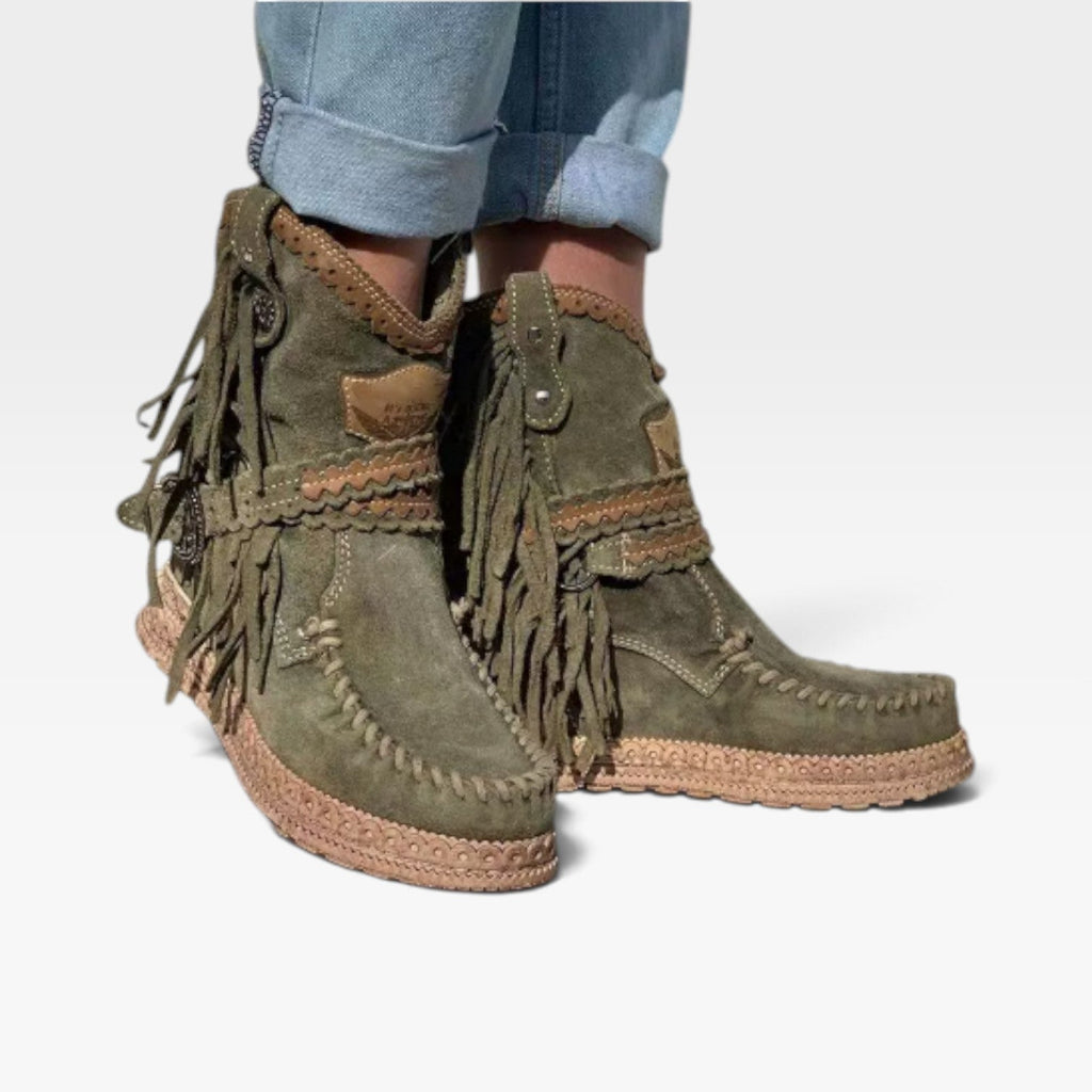 Women's Suede Fringe Ankle Boots