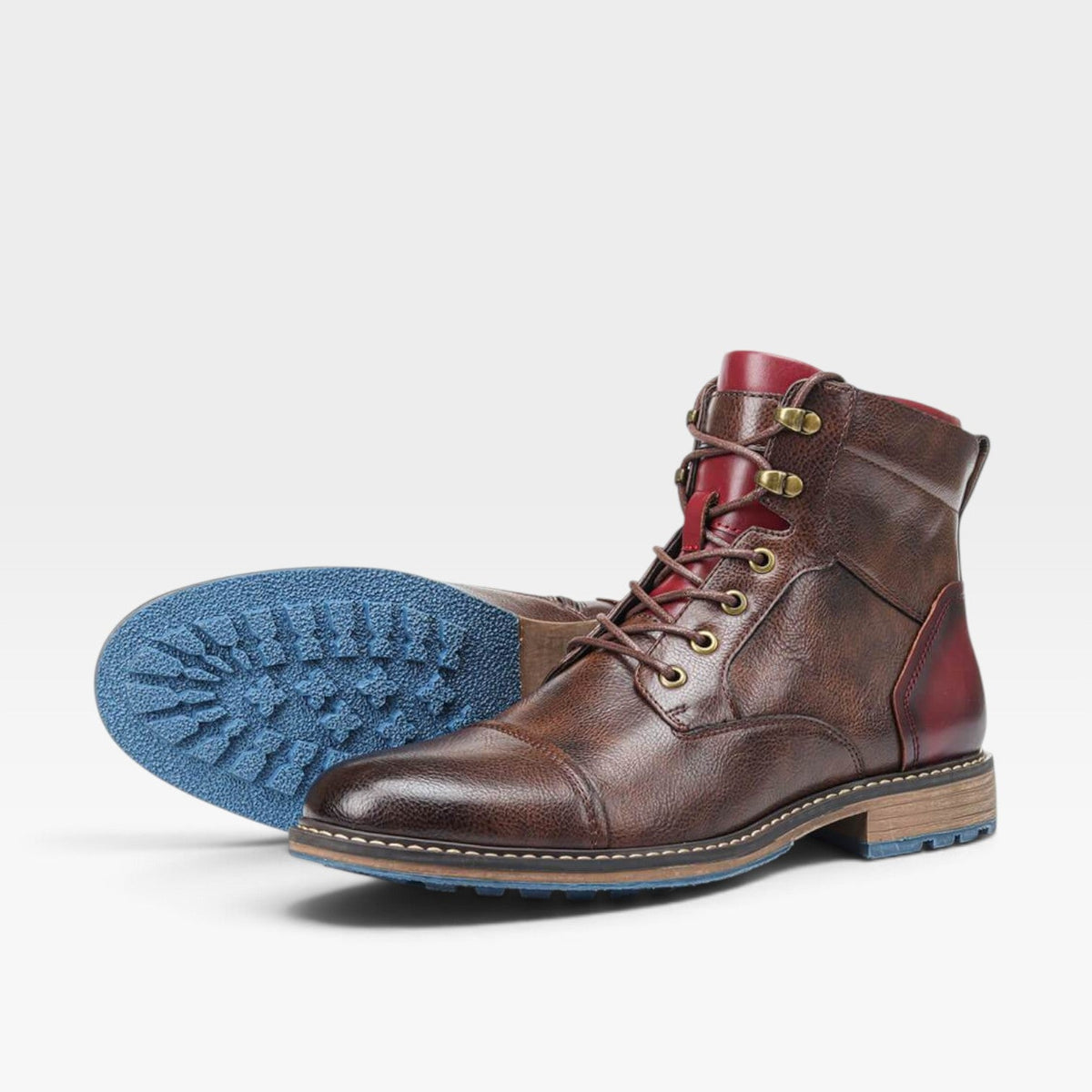 Men's Lace Up Leather Cap Toe Boots
