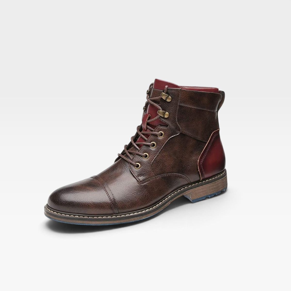 Men's Lace Up Leather Cap Toe Boots