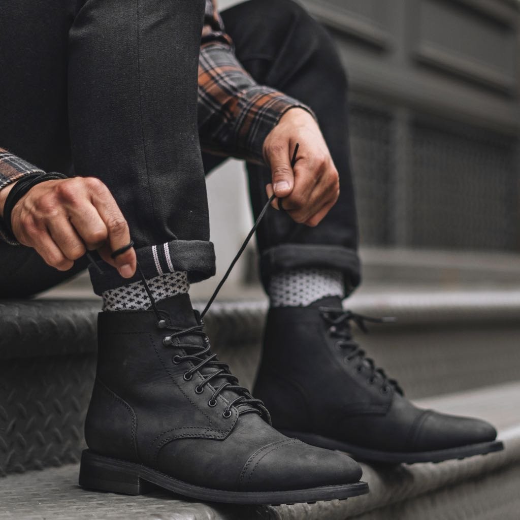Men's Leather Cap Toe Boots