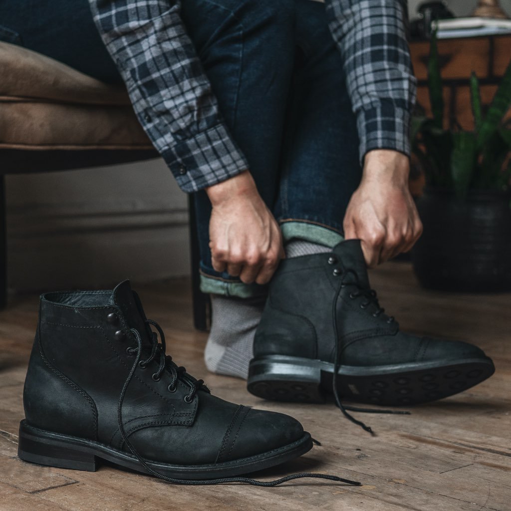 Men's Leather Cap Toe Boots