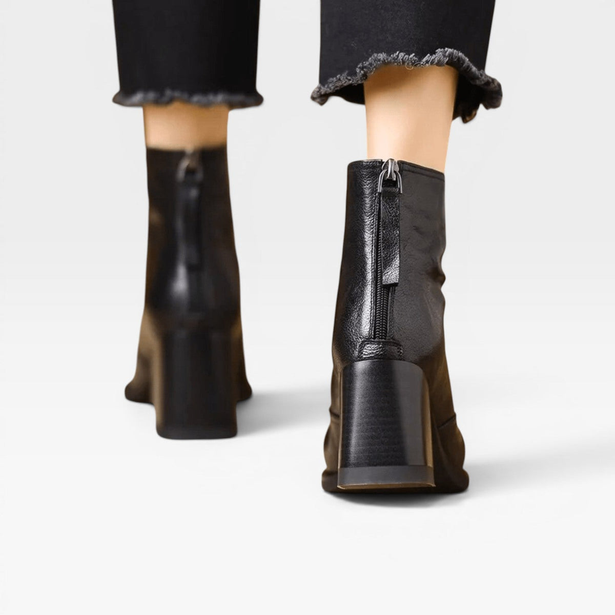 Women's Ankle Boots – Elegant Square Toe Chunky Block Heel Slip On Style