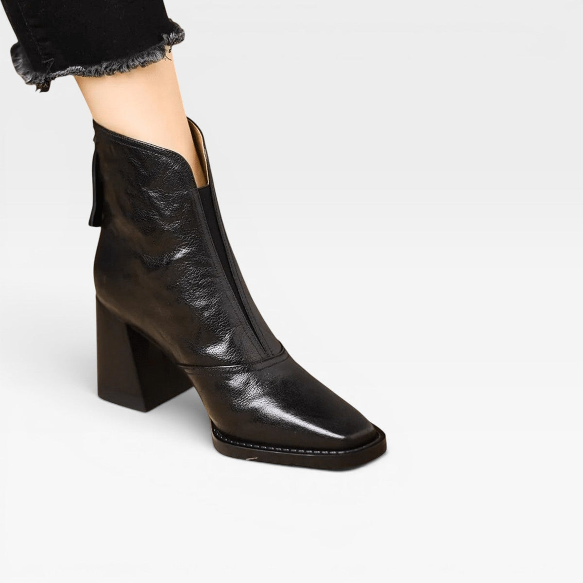 Women's Ankle Boots – Elegant Square Toe Chunky Block Heel Slip On Style