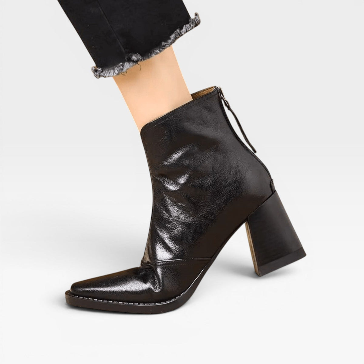 Women's Ankle Boots – Elegant Square Toe Chunky Block Heel Slip On Style