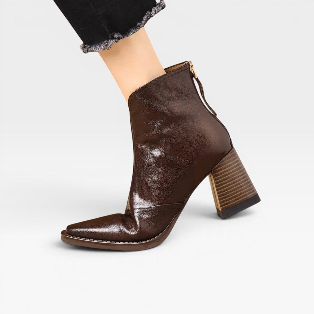 Women's Ankle Boots – Elegant Square Toe Chunky Block Heel Slip On Style
