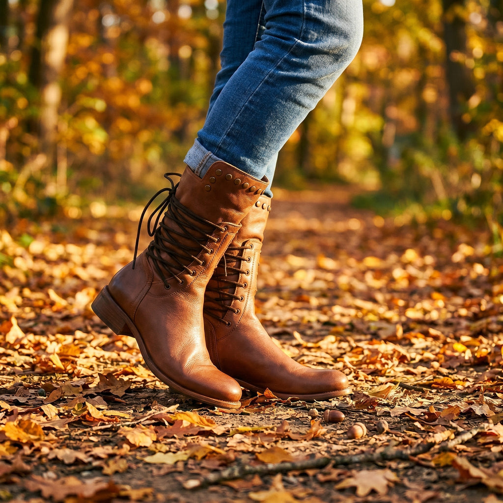 Women's Leather Calf Lace-Up Boots